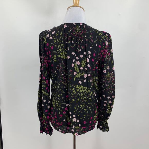 Joie Blouse Womens XS Extra Small Multi Bolona Floral Puff Shoulder Button Front - Picture 6 of 11